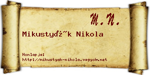Mikustyák Nikola névjegykártya